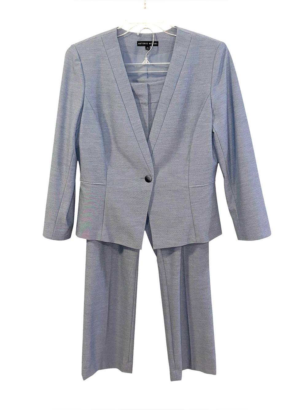 Antonio Melani Womens 2 Piece Pantsuit Size 10/12 Blue Gray Office Business